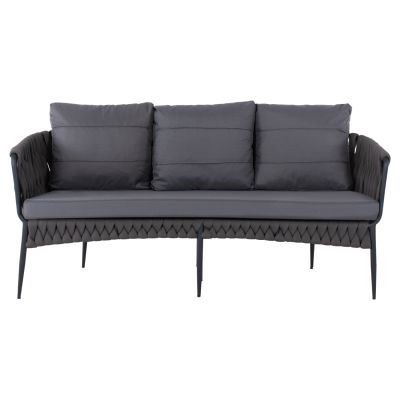 SOFA 3-SEATER HM5924.10 ALUMINUM ANTHRACITE-LIGHT GREY ROPE 188x76x95Hcm.