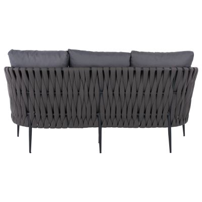 SOFA 3-SEATER HM5924.10 ALUMINUM ANTHRACITE-LIGHT GREY ROPE 188x76x95Hcm.