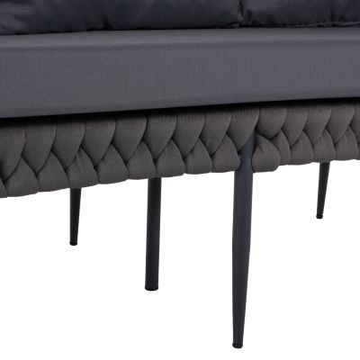 SOFA 3-SEATER HM5924.10 ALUMINUM ANTHRACITE-LIGHT GREY ROPE 188x76x95Hcm.