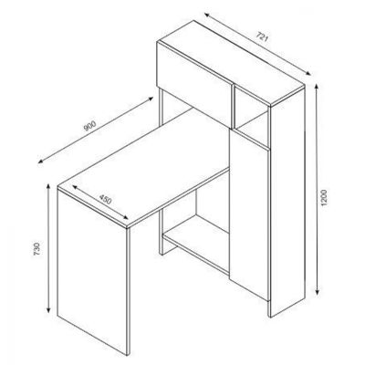 ОФИС С ЕТАЖЕР HM9087.01 БЯЛ ОРЕХ 90x72,1x120Y см.