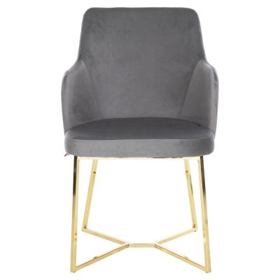 ARMCHAIR TRIANA HM9278.11 GREY VELVET WITH GOLD METAL LEGS 54,5x60,5x85,5Hcm.