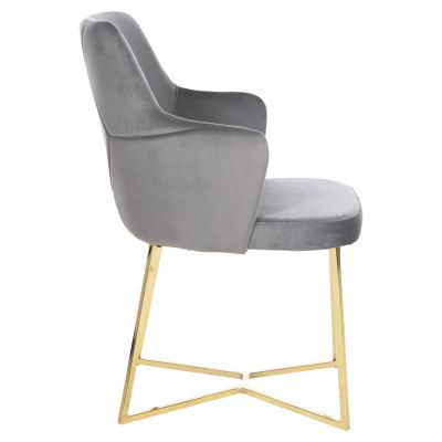 ARMCHAIR TRIANA HM9278.11 GREY VELVET WITH GOLD METAL LEGS 54,5x60,5x85,5Hcm.