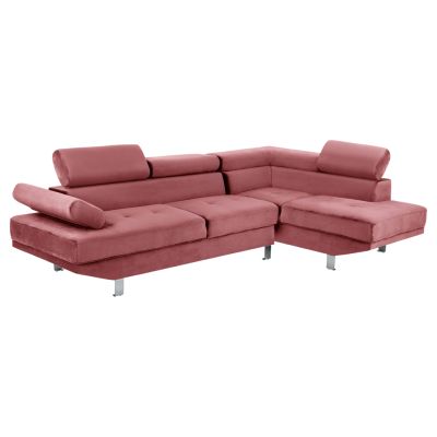 CORNER SOFA FAITH DUSTY PINK VELVET METAL LEGS 254x79-160x70H-84Hcm.HM3156.02