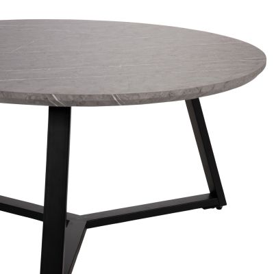 COFFEE TABLE ROUND HM9586.02 MDF GREY MARBLE-BLACK TEXTURED METAL BASE Φ80x42Hcm.