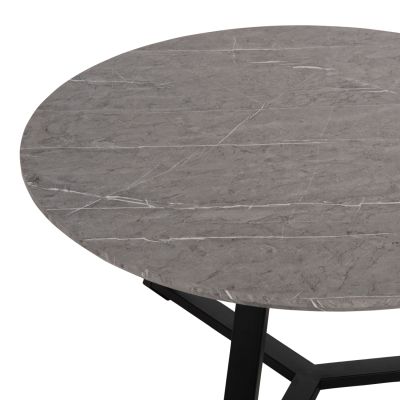 COFFEE TABLE ROUND HM9586.02 MDF GREY MARBLE-BLACK TEXTURED METAL BASE Φ80x42Hcm.