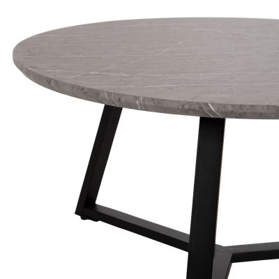 COFFEE TABLE ROUND HM9586.02 MDF GREY MARBLE-BLACK TEXTURED METAL BASE Φ80x42Hcm.