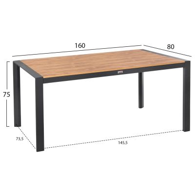 OUTDOOR DINING TABLE GOYA HM6059.03 ALUMINUM IN ANTHRACITE & POLYWOOD TABLETOP 160X80Χ75Hcm.