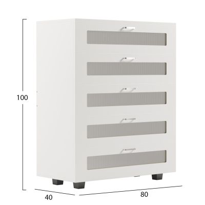 CHEST OF DRAWERS THORGAN HM9881.03 MELAMINE IN WHITE-5 DRAWERS 80Χ40Χ100Hcm.