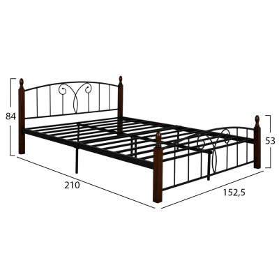 Double Bed Suzie HM585 for mattress 150x200cm, Metal-Wood