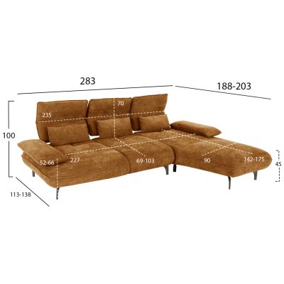 CORNER (RIGHT) SOFA-BED CONVERT HM3268.02R BRICK RED FABRIC 283x188x100Hcm.