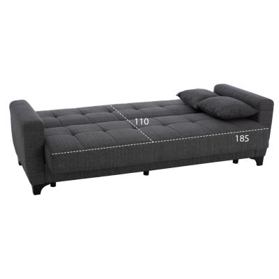 HM3242.03 sofa-bed, storage space, grey, 215x84x88cm, tall back