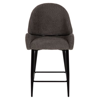 BAR STOOL MEDIUM HEIGHT HM8586.01 GREY BOUCLE FABRIC-BLACK METAL LEGS  55x62x105H cm.