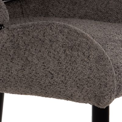 BAR STOOL MEDIUM HEIGHT HM8586.01 GREY BOUCLE FABRIC-BLACK METAL LEGS  55x62x105H cm.