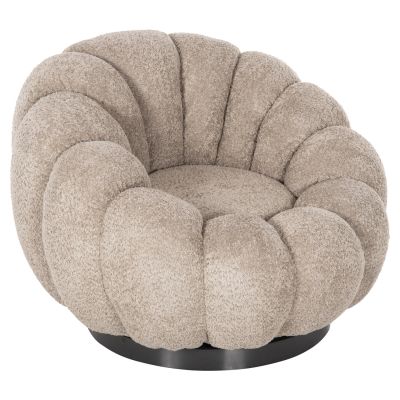 ARMCHAIR SWIVEL GRYMM HM9601.08 BROWNISH BEIGE BOUCLE-BLACK METAL BASE 90x93x65Hcm.