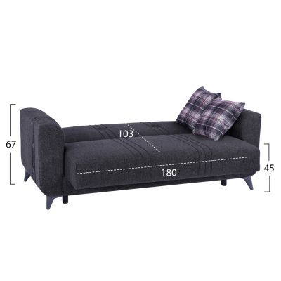 SOFA 3SEAT KRISTINA HM3165.30 GREY WITH ANTHRACITE LEGS 210x80x83 cm