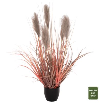 DECORATIVE SYNTHETIC PLANT IN POT HM4015 GRASS + FEATHERS Φ14,5x12,5-86Hcm.