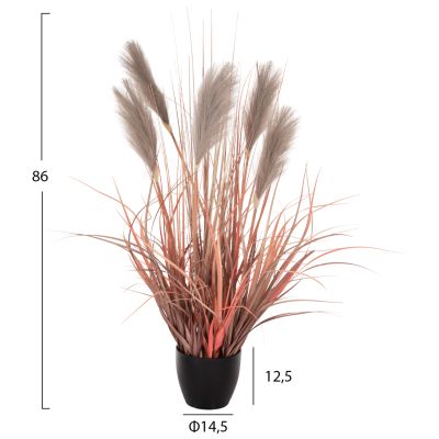 DECORATIVE SYNTHETIC PLANT IN POT HM4015 GRASS + FEATHERS Φ14,5x12,5-86Hcm.