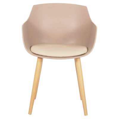 DINING CHAIR LUCIE HM8242.11 CAPPUCCINO PP-METAL LEGS IN WOOD COLOR 56x55.5x80Hcm.