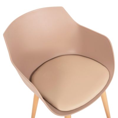 DINING CHAIR LUCIE HM8242.11 CAPPUCCINO PP-METAL LEGS IN WOOD COLOR 56x55.5x80Hcm.