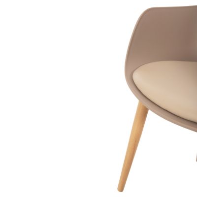 DINING CHAIR LUCIE HM8242.11 CAPPUCCINO PP-METAL LEGS IN WOOD COLOR 56x55.5x80Hcm.