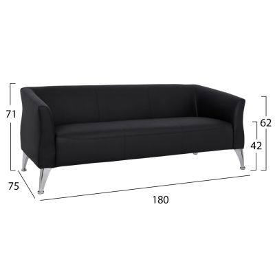 Диван 3 места Kiana HM3122.31 Черен PU 180x75x71 см