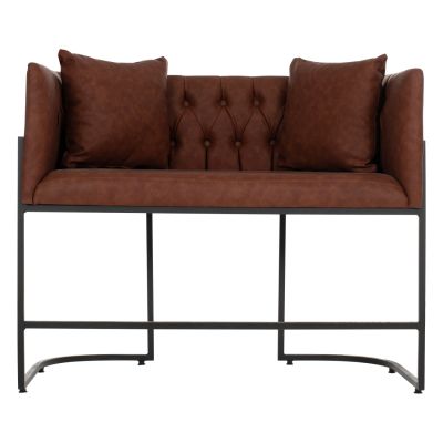 SOFA 2-SEATER PROFESSIONAL HM9419.43 BROWN PU & BLACK STEEL 64x120x97Hcm.