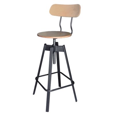 STOOL METALLIC GREY WITH NATURAL TS375 42X49X113 cm.