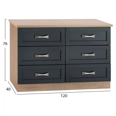 Bedroom dresser -Drawer HM317.04 with 6 drawers Sonama-Grey 120x40x76cm