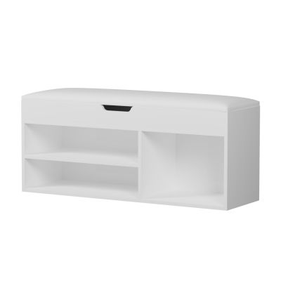 SHOE RACK WITH SEAT ROMIR HM2478.03 MELAMINE IN WHITE-WHITE SEAT 100x30x44Hcm.