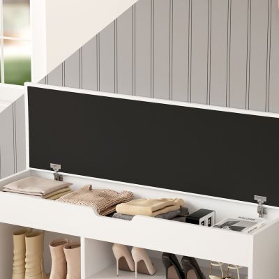 SHOE RACK WITH SEAT ROMIR HM2478.03 MELAMINE IN WHITE-WHITE SEAT 100x30x44Hcm.