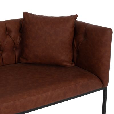 SOFA 2-SEATER PROFESSIONAL HM9419.43 BROWN PU & BLACK STEEL 64x120x97Hcm.