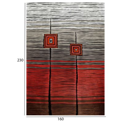 HM7675.26 160X230cm, JOSIANE килим с ресни, червено-черно-сиво