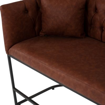 SOFA 2-SEATER PROFESSIONAL HM9419.43 BROWN PU & BLACK STEEL 64x120x97Hcm.