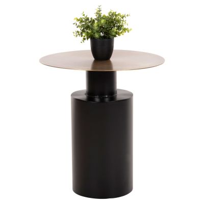 SIDE TABLE ROUND CUTTY HM9723 METAL IN BLACK & ANTIQUE BRASS Φ51Χ55,5Hcm.