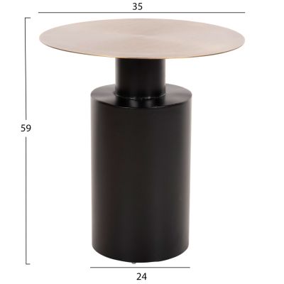 SIDE TABLE ROUND CUTTY HM9723 METAL IN BLACK & ANTIQUE BRASS Φ51Χ55,5Hcm.