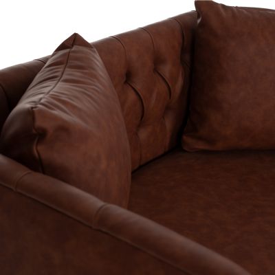 SOFA 2-SEATER PROFESSIONAL HM9419.43 BROWN PU & BLACK STEEL 64x120x97Hcm.