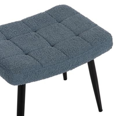 ARMCHAIR CRAWLEY WITH FOOTSTOOL HM8918.24 BLUE BOUCLE FABRIC-BLACK METAL LEGS 70x74x105Hcm.