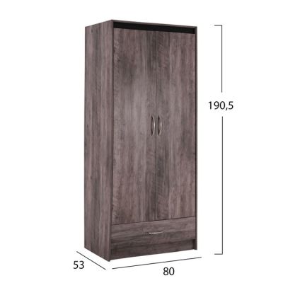 Wardrobe Jacintha 2 door HM2276 with Drawer in ashen color 80x53x190,5 cm
The product is available in pac