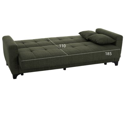 HM3242.05, 3-SEATER SOFA-BED, TALL BACK, DARK OLIVE, 215x84x88cm