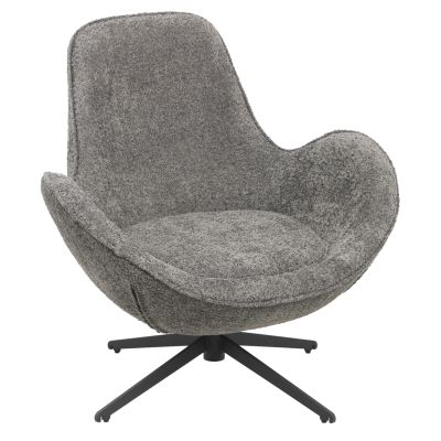 ARMCHAIR SWIVEL BRYNN HM9594.01 GREY BOUCLE FABRIC-BLACK METAL BASE 86x76x87Hcm.