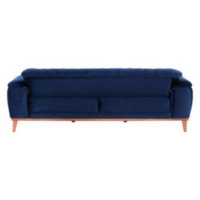 HM3249.18 3-seater sofa-bed, blue, 240x95x80, wooden legs