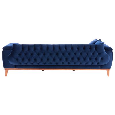 HM3249.18 3-seater sofa-bed, blue, 240x95x80, wooden legs