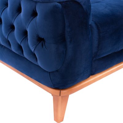 HM3249.18 3-seater sofa-bed, blue, 240x95x80, wooden legs