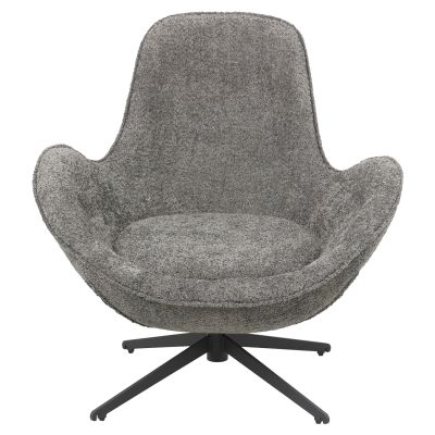 ARMCHAIR SWIVEL BRYNN HM9594.01 GREY BOUCLE FABRIC-BLACK METAL BASE 86x76x87Hcm.