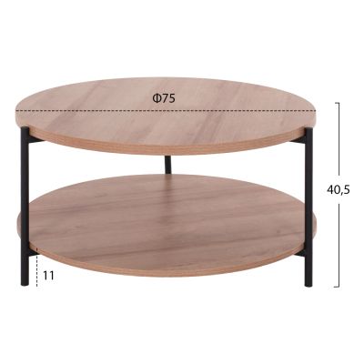 LIVING ROOM TABLE MATTEO 2 LEVELS ROUND HM8753.11 Φ75x40,5Hcm.