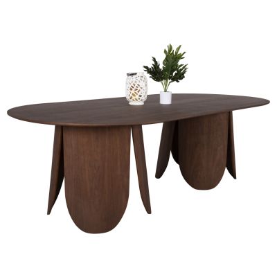 DINING TABLE OVAL DENTY HM9611.02 MDF WITH OAK VENEER-WALNUT COLOR 240x120x75Hcm.