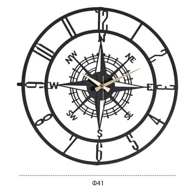 BLACK METAL WALL CLOCK HM7637.01 D41 cm.