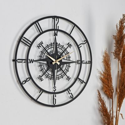 BLACK METAL WALL CLOCK HM7637.01 D41 cm.