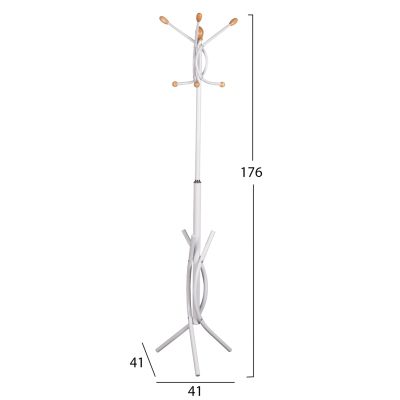 FLOOR STANDING HANGER HM9575.02 METALLIC IN WHITE COLOR-7 HANGING POSITIONS 41x41x176Hcm.