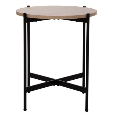 SIDE TABLE HM9589.03 MDF SONOMA-BLACK METAL BASE Φ50x55Hcm.